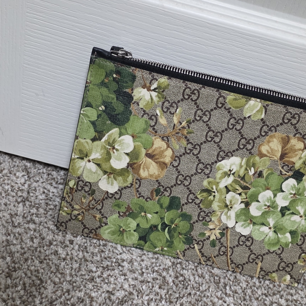 Gucci Floral Canvas Bag with Green and Cream Accents